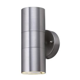 Searchlight 5008-2-LED Up / Down  Wall Light With Clear Glass In Stainless Steel