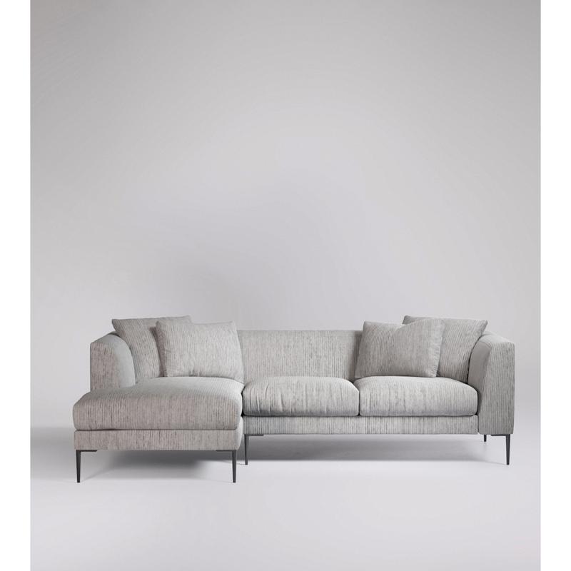 Swoon Alena LeftHand Corner Sofa Grey Cord by Swoon