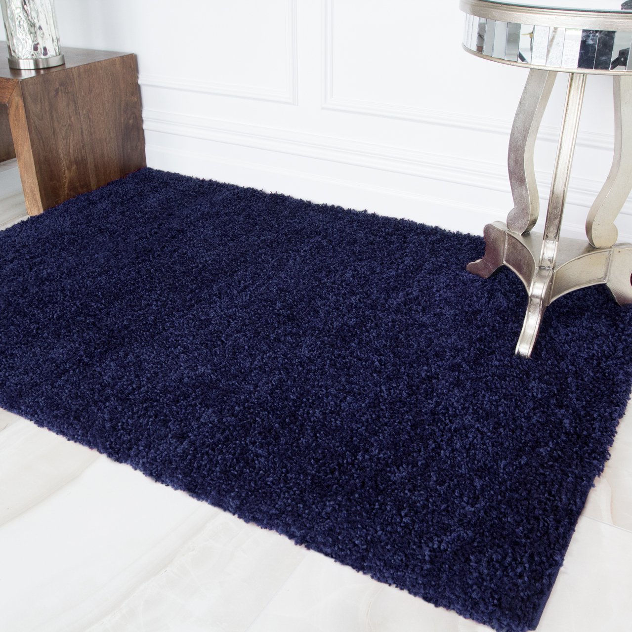 Navy Blue Shaggy Rug - Vancouver