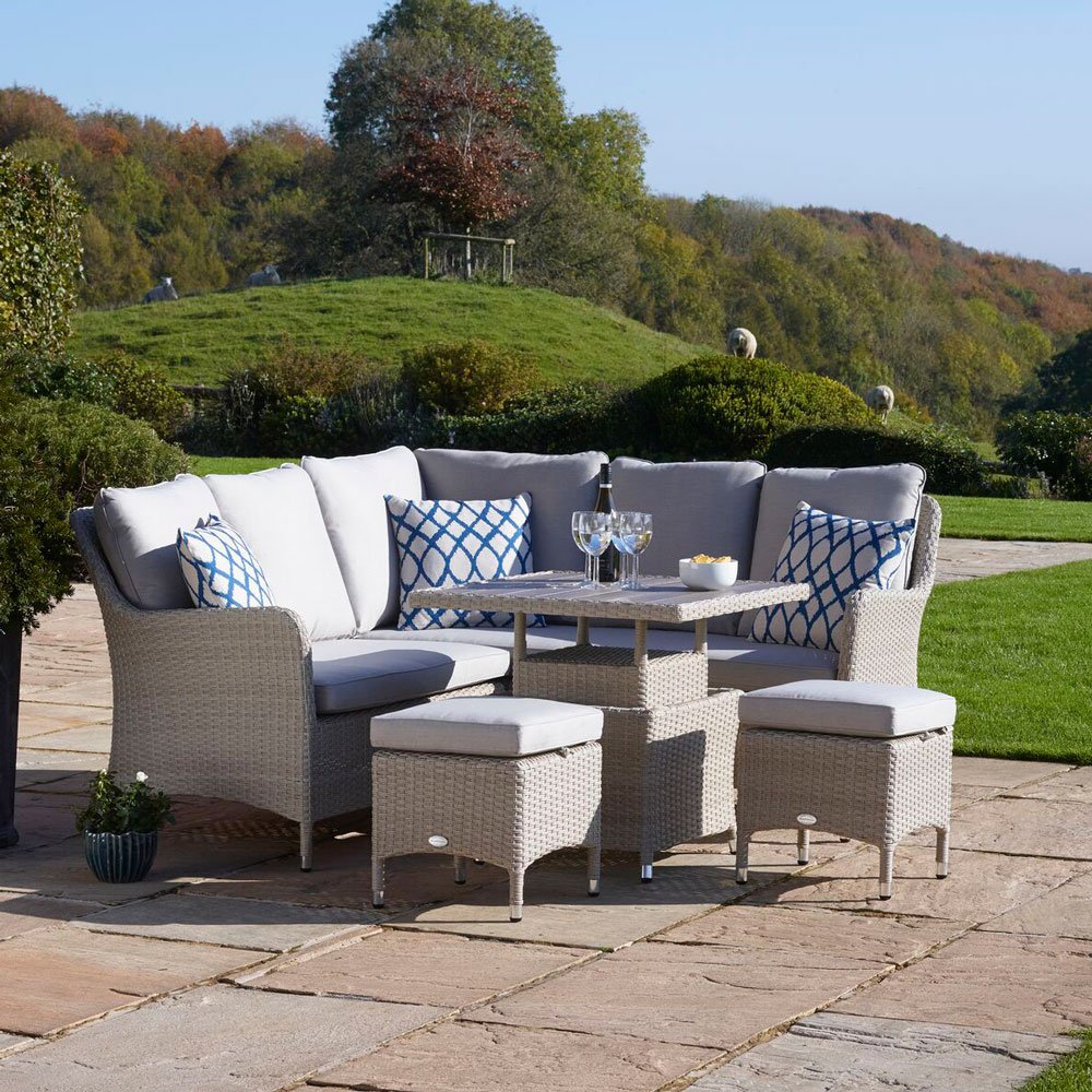 Bramblecrest Tetbury 6-Seat Mini Outdoor Sofa Set with Tree Free Top Adjustable Table - Nutmeg
