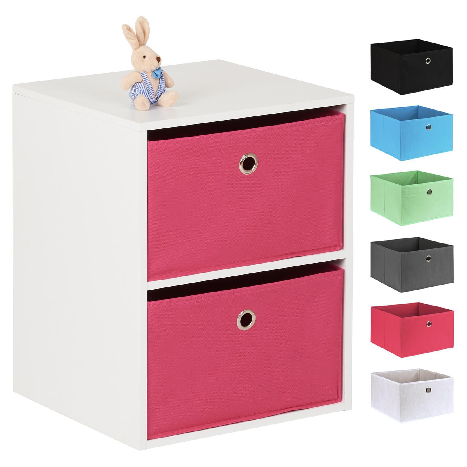 Hartleys White 2 Cube Kids Storage Unit & 2 Easy Grasp Box Drawers - Pink