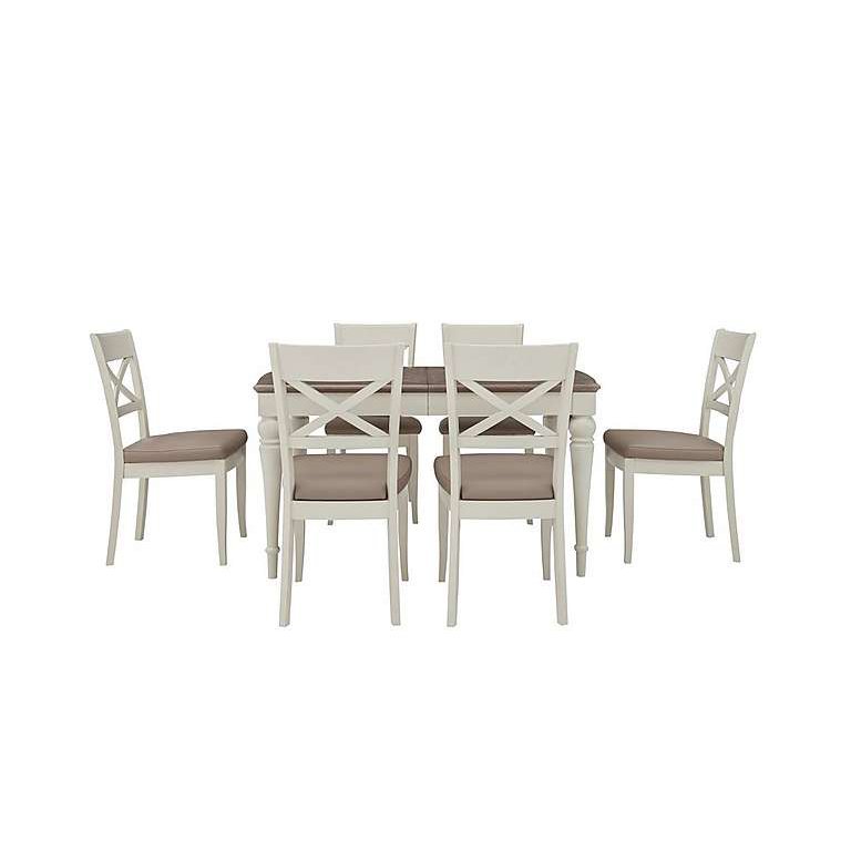 Furnitureland Annecy Extending Dining Table with 6 Faux NC Leather