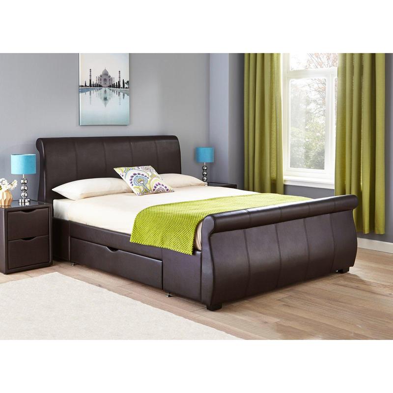 Lucia Upholstered Bed Frame 6'0 Super king Brown by Dreams