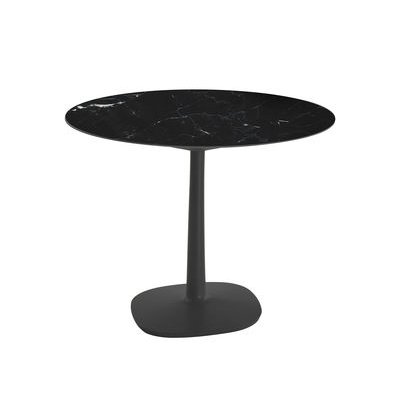 Multiplo indoor/outdoor - Round table - / Marble effect - Ø 78 cm by Kartell Black