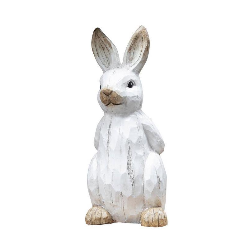 Carved Wood Effect Rabbit Garden Ornament