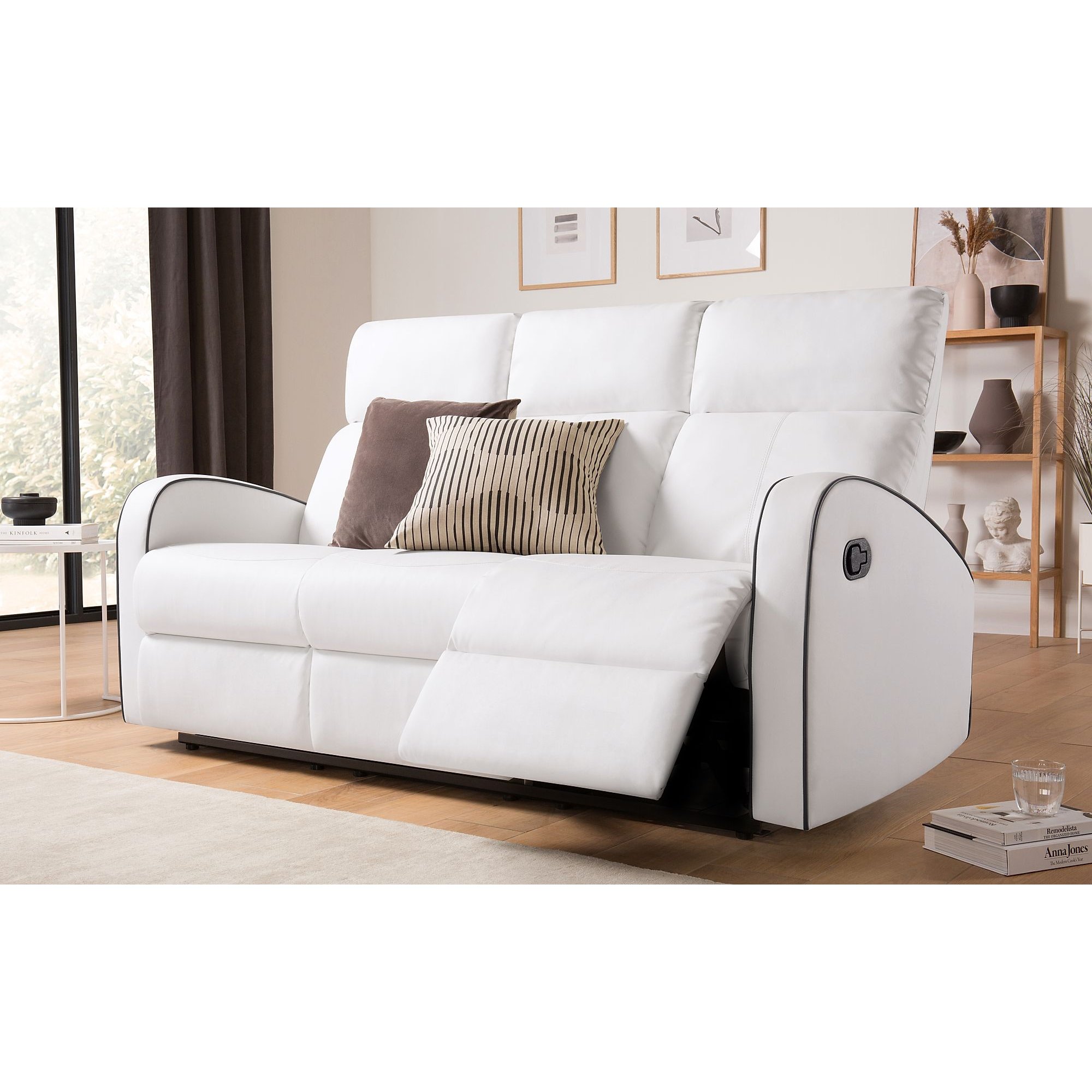 Ashby White Leather 3 Seater Recliner Sofa