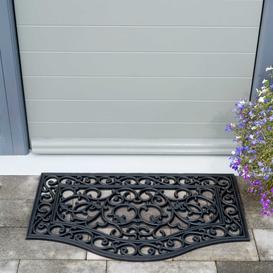 image-Curved Ornate Iron Design Rubber Doormat