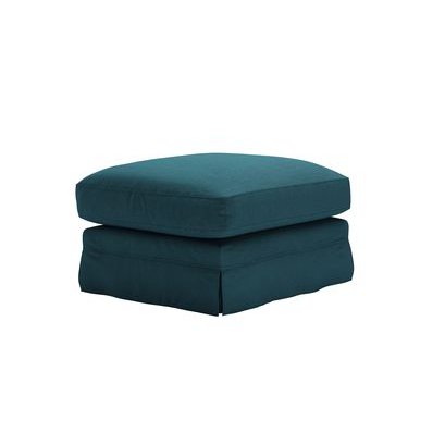 Otto Large Rectangular Footstool in Evergreen Brushed Linen Cotton - sofa.com