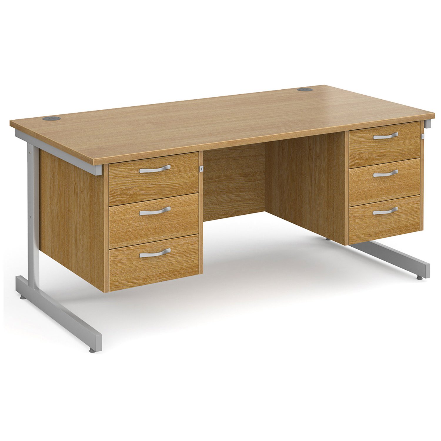 All Oak C-Leg Executive Desk 3+3 Drawers , 160wx80dx73h (cm)