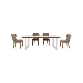 Chennai Dining Table with U-Shaped Legs and 4 Upholstered Chairs - 180-cm - Taupe