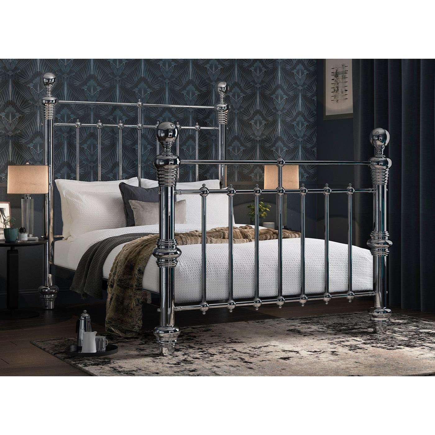 Quinn Chrome Metal Bed Frame - 5'0 King - Silver