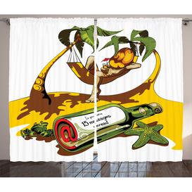 Image of Young Man in Hammock and Message in a Bottle at Beach 2 Piece Room Darkening Curtain Set