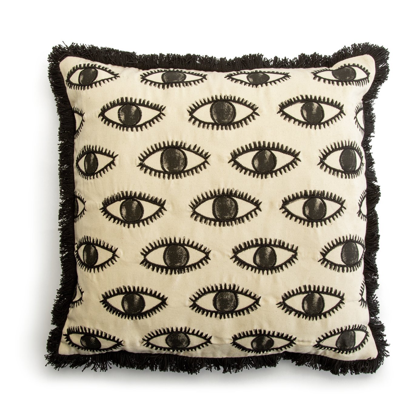 Habitat Eyes Embroidered Cushion - Cream - 50x50cm
