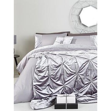 Very Home Amelie Crushed Velvet Bedspread Throw - Silver