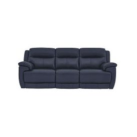Touch 3 Seater BV Leather Sofa with Manual Recliner - BV Ocean Blue