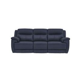 Touch 3 Seater Leather Manual Recliner Sofa - Blue- World of Leather