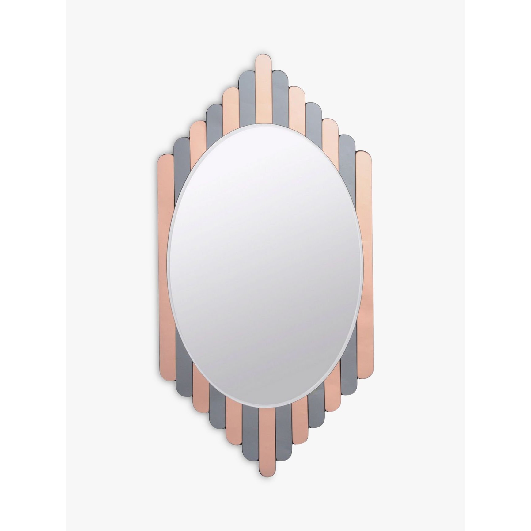 Libra Conti Oval Wall Mirror, 120 x 61cm, Grey/Copper