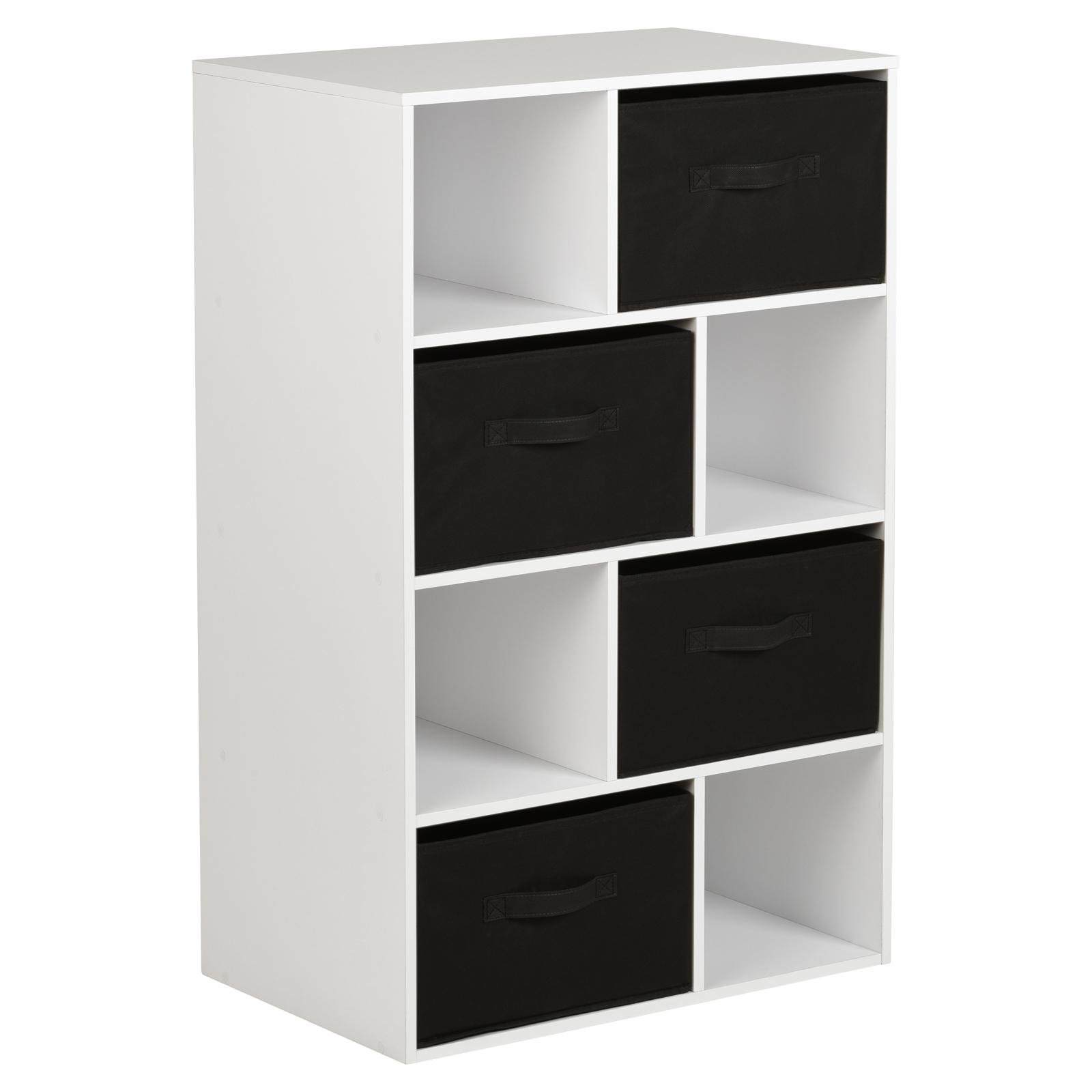 Hartleys White 8 Cube Kids Storage Unit & 4 Handled Box Drawers - Black