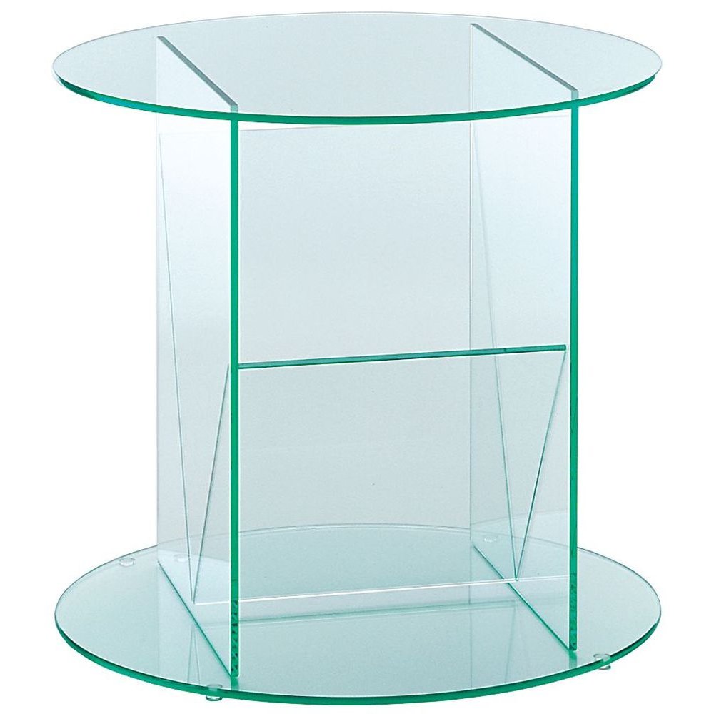 Greenapple Pure Glass Round Table and Magazine Rack