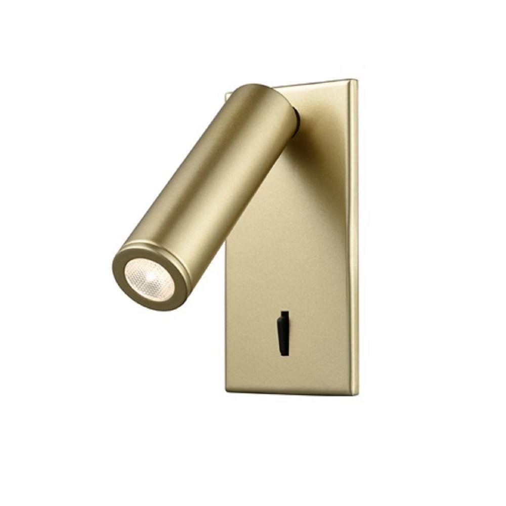 W075 Adjustable Surface Mounted LED Wall Reading Light In Matt Gold