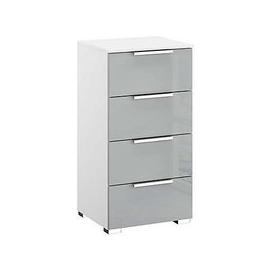 Rauch - Formes Glass 4 Drawer Narrow Chest - White/Silk Grey Front