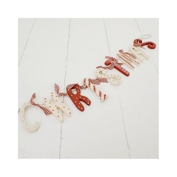 Red And White Christmas Wooden Garland