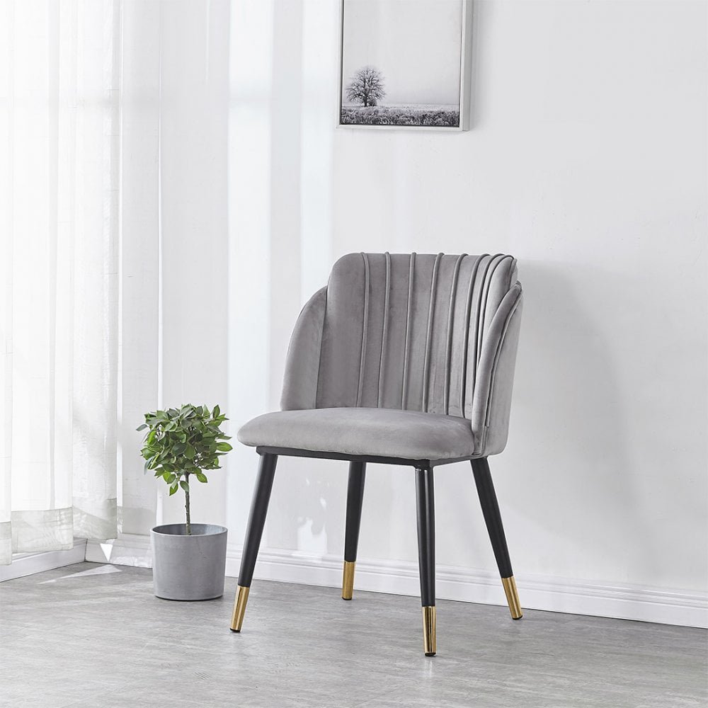 Milano LUX velvet dining chair Colour: Grey/Gold