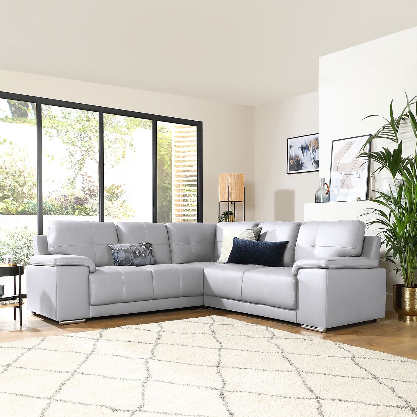 Kansas Light Grey Leather Corner Sofa by Furniture and Choice