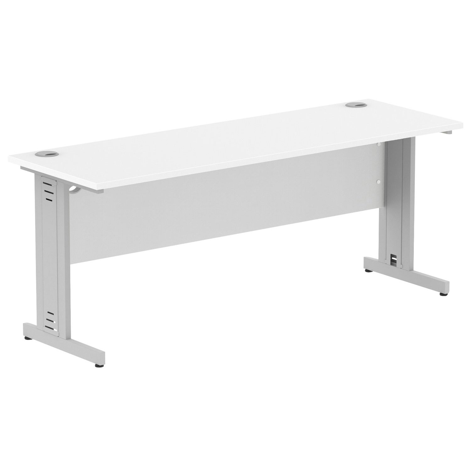 Vitali Deluxe Narrow Rectangular Desk (Silver Legs), 180wx60dx73h (cm), White