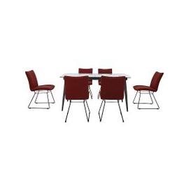 Ace Large Extending Dining Table and 6 Chairs - Grey/Orange