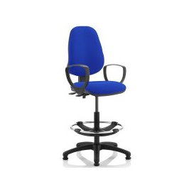 Lunar 2 Lever Draughtsman Chair (Fixed Arms), Blue