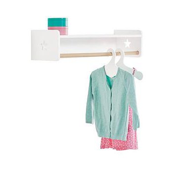 Great Little Trading Co. Tomorrow's Clothes Rail And Wall Shelf, White