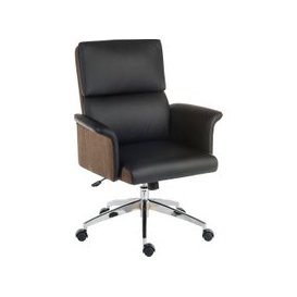 Panache Medium Back Executive Leather Look Chair Black, Black