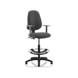 Lunar 2 Lever Draughtsman Chair (Adjustable Arms), Charcoal