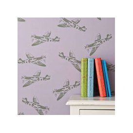 Designer Kids Wallpaper- 'Spitfire' in Lilac & Green