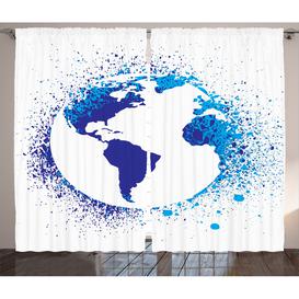Branwell Globe with Ink Splatter Illustration Color Splashes All over World Map Continents 2 Piece Room Darkening Curtain Set