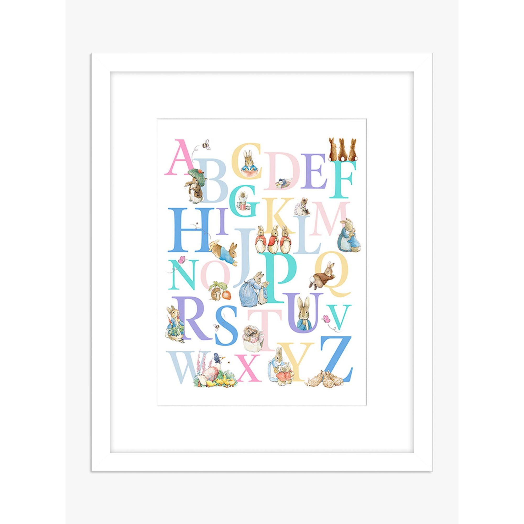 Beatrix Potter - Peter Rabbit Children's Alphabet Framed Print & Mount, 53.5 x 43.5cm, White/Multi