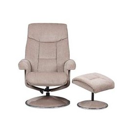 Bruges Fabric Swivel Chair and Footstool - Beige