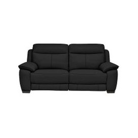 Starlight Express 3 Seater BV Leather Recliner Sofa with Power Headrests - Classic Black