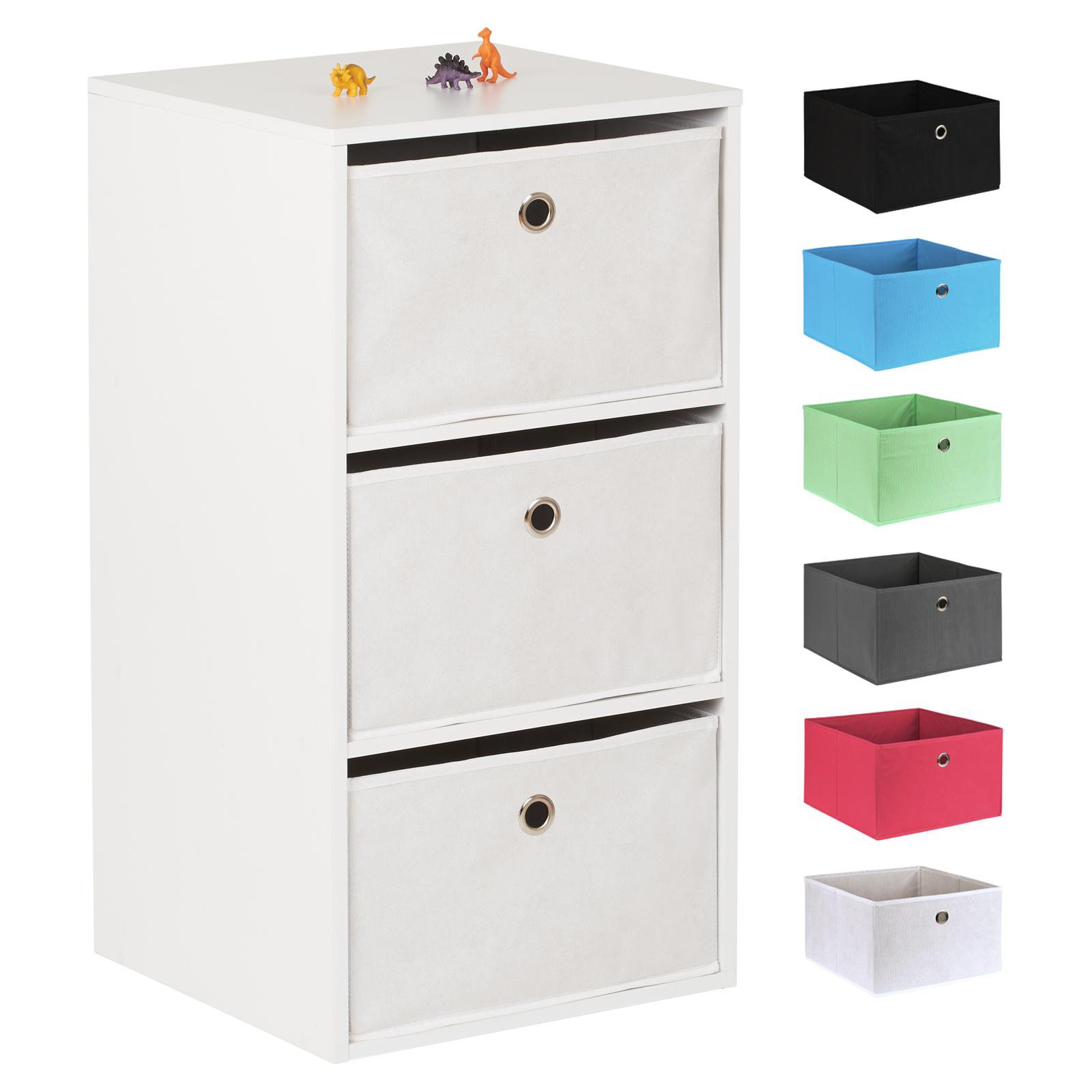 Hartleys White 3 Cube Kids Storage Unit & 3 Easy Grasp Box Drawers - White