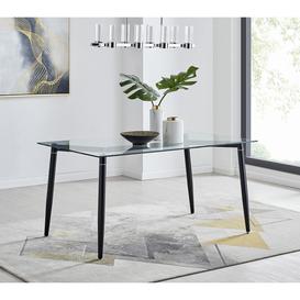 Pisa Glass Black Leg Rectangular 6 Seat Dining Table