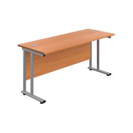 Proteus II Rectangular Desk, 160wx80dx73h (cm), Silver/Beech