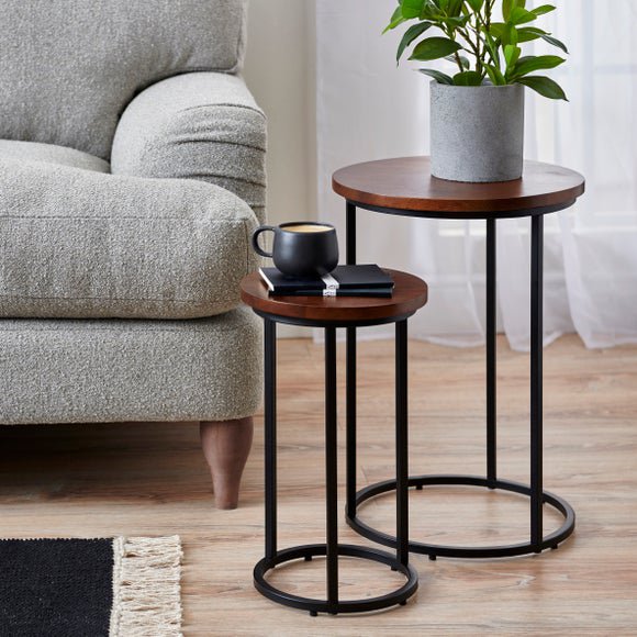 Trent Nest of Tables Dark Mango Wood Dark Wood (Brown)