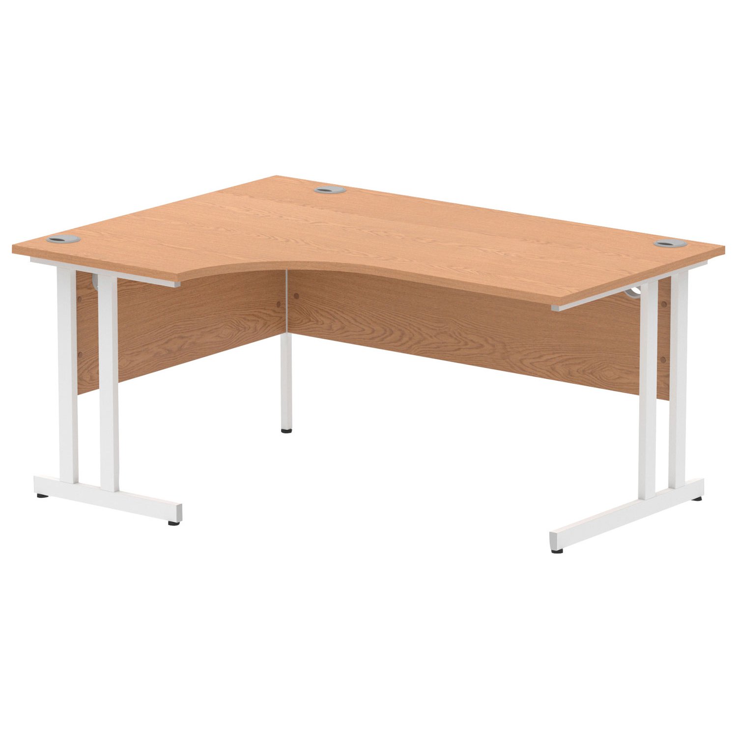 Vitali C-Leg Left Hand Ergonomic Desk (White Legs), 160wx120/80dx73h (cm), Oak