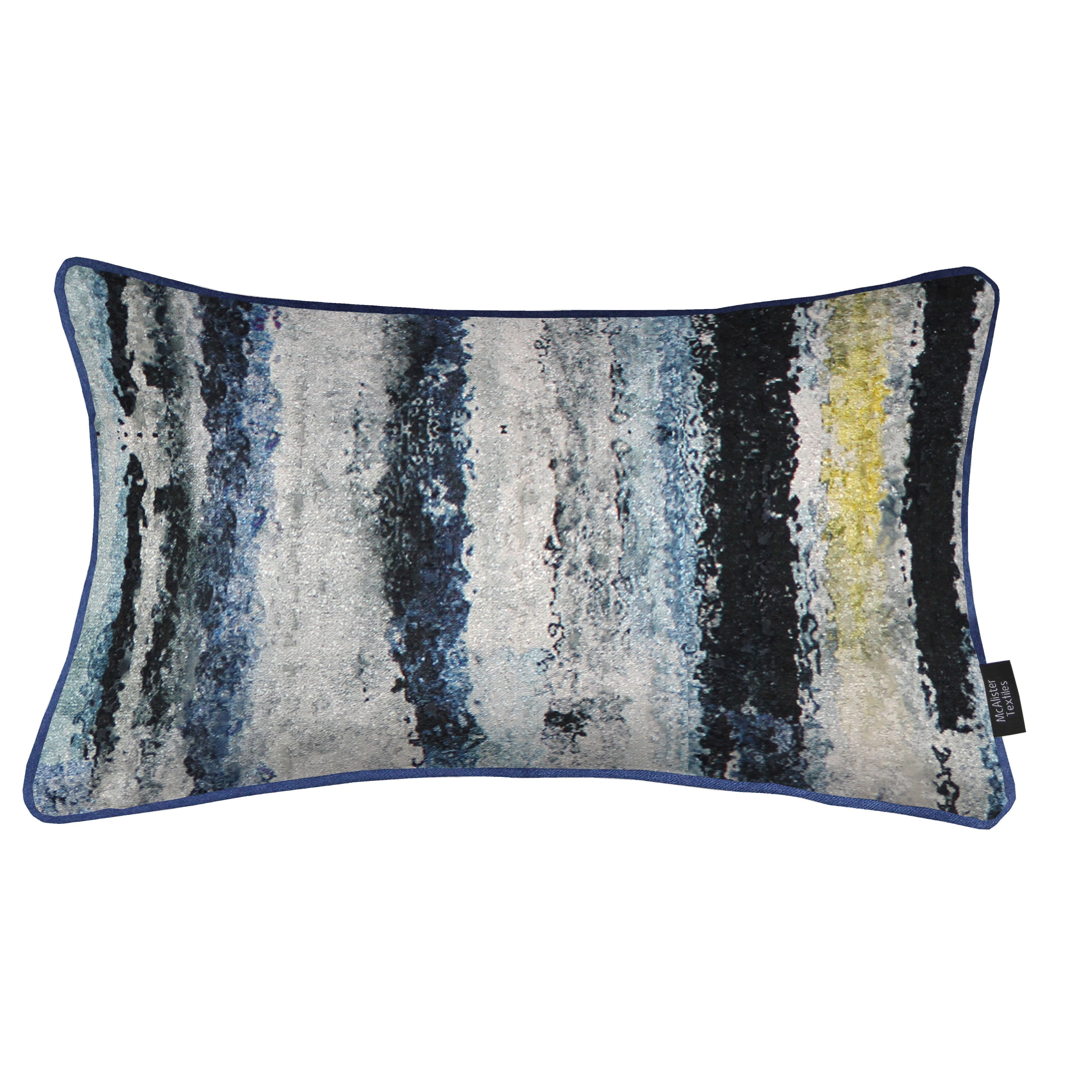 Aura Navy Blue Printed Velvet Cushions, Cover Only / 50cm x 30cm