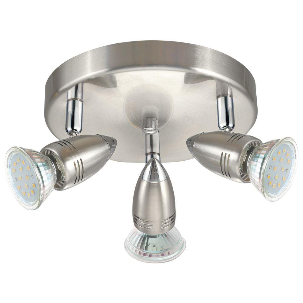 Eglo 95824 Magnum-LED 3 Light Ceiling Plate Spotlight In Satin Nickel And Chrome