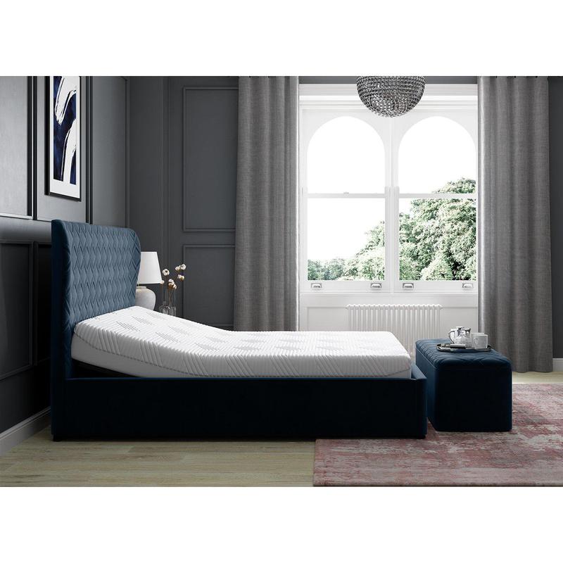 Neva Sleepmotion Adjustable VelvetFinish Bed Frame 4'6 Double BLUE by
