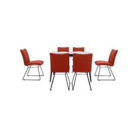 Ace Small Extending Dining Table and 6 Chairs - Grey/Orange
