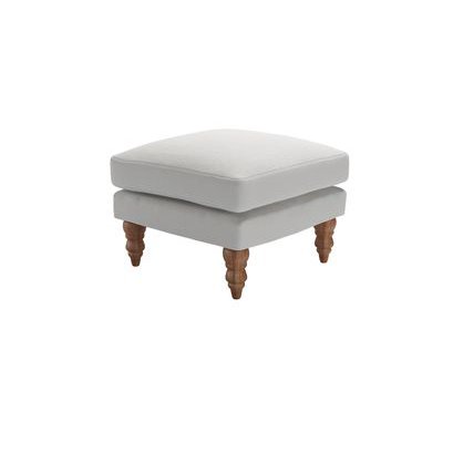 Isla Small Square Footstool in Alabaster Brushed Linen Cotton - sofa.com