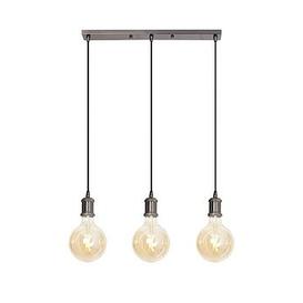 4Lite Wiz Connected Led Decorative 3-Way Bar Pendant In Blackened Silver Complete With 3 X Wifi Smart Led Globe Lamps.